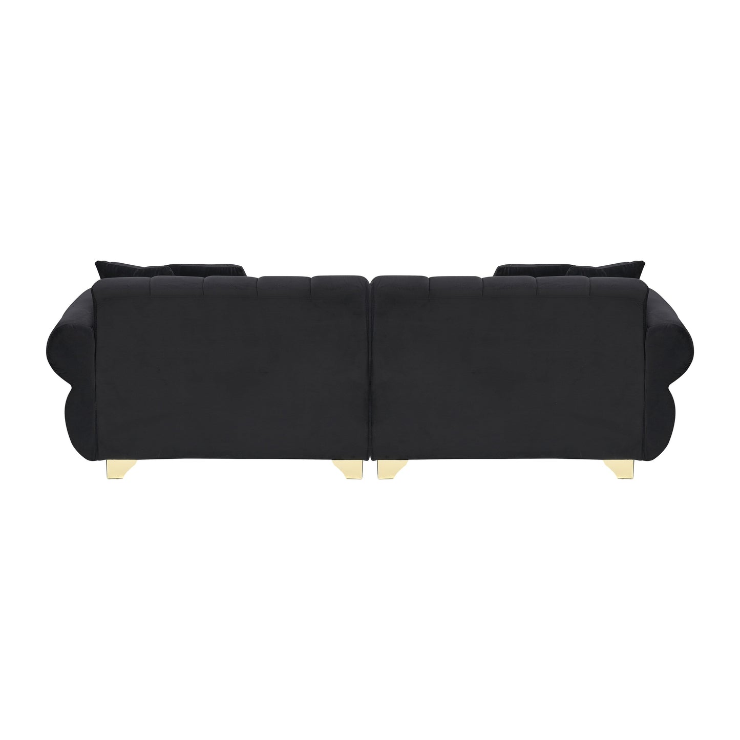Divano a 3 posti in velluto nero con cuscini a molle