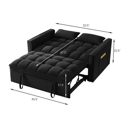 Divano letto estraibile 4 in 1 in velluto nero