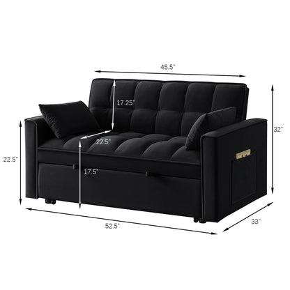 Divano letto estraibile 4 in 1 in velluto nero