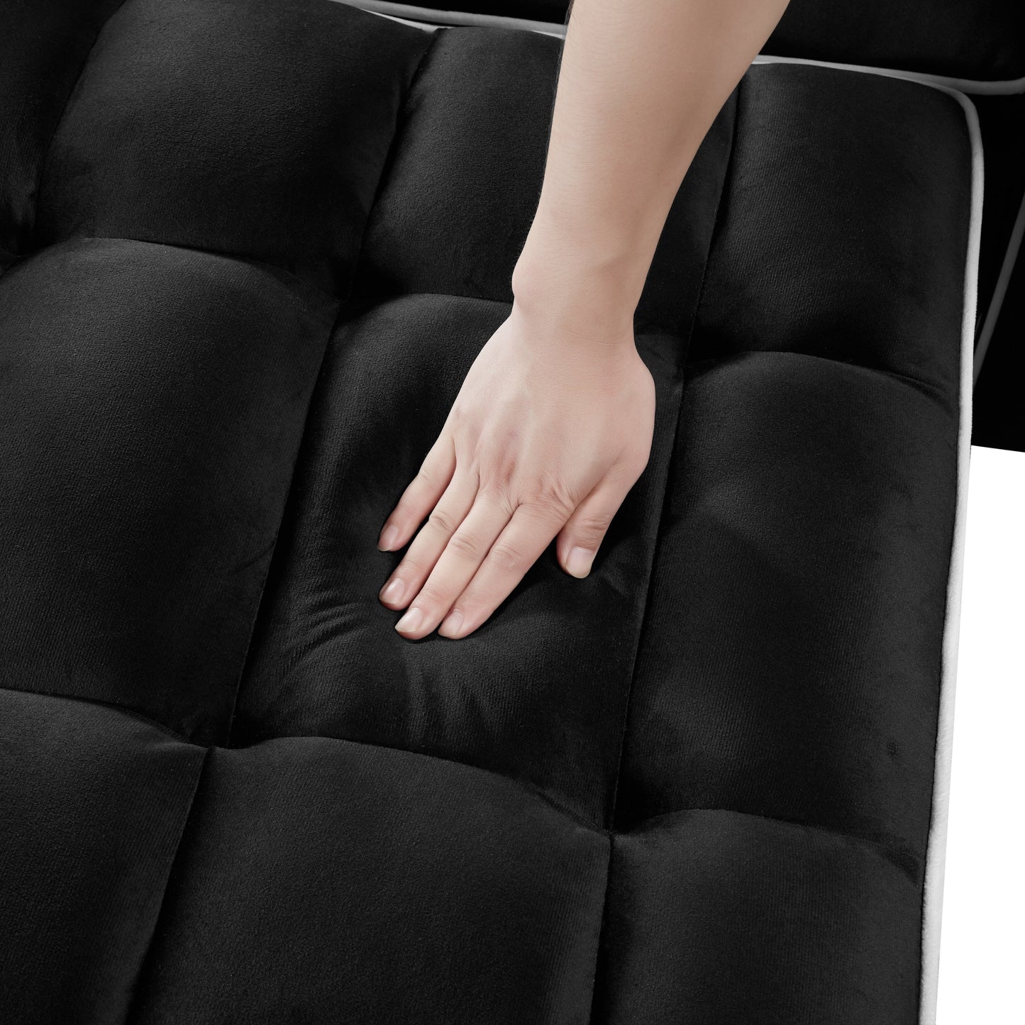 Divano letto singolo convertibile in velluto nero con porta di ricarica USB