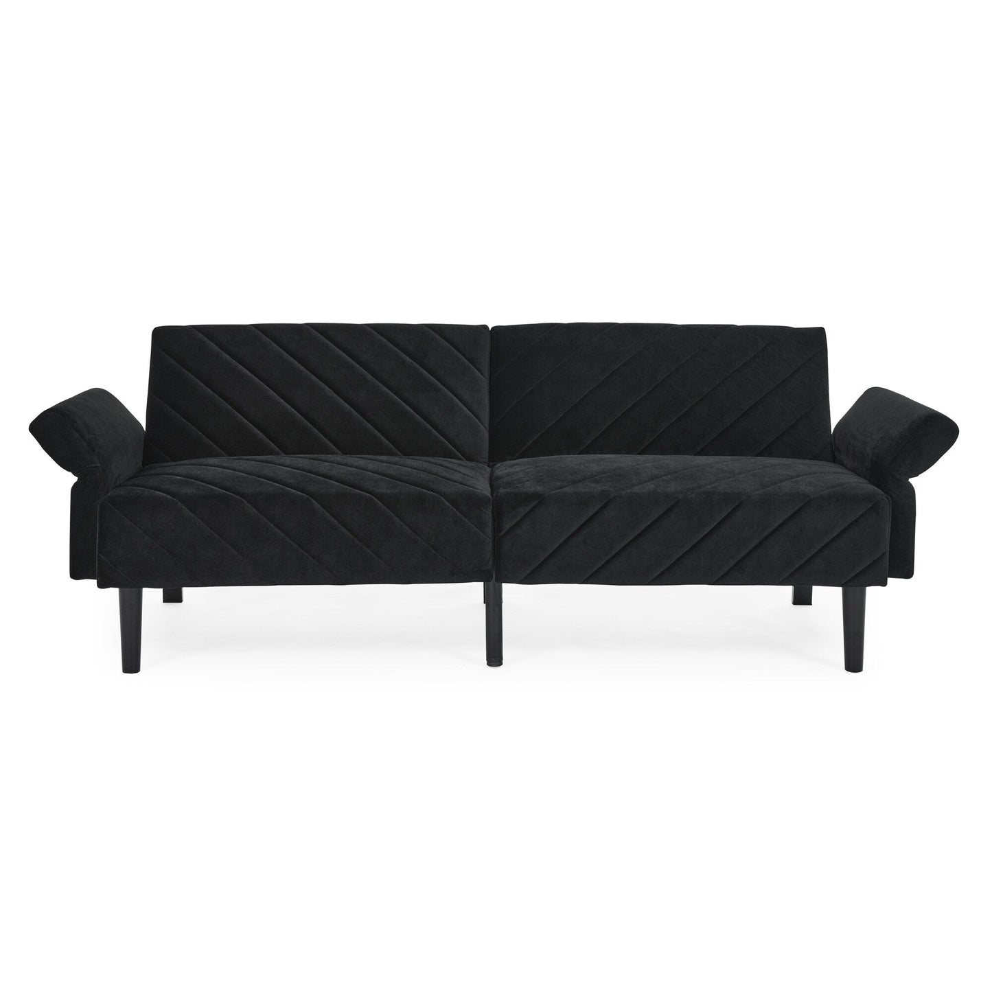 Divano letto futon convertibile imbottito in velluto nero