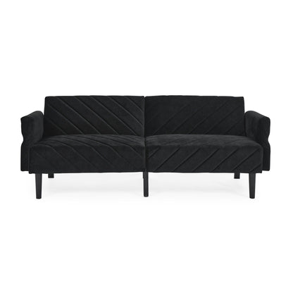 Divano letto futon convertibile imbottito in velluto nero