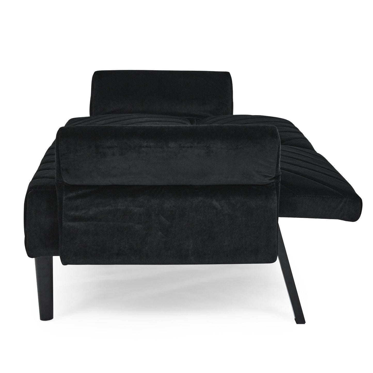 Divano letto futon convertibile imbottito in velluto nero