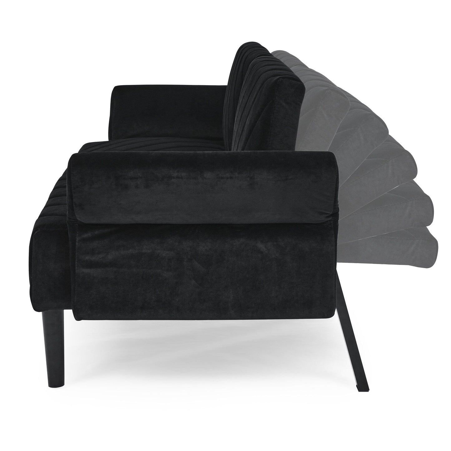Divano letto futon convertibile imbottito in velluto nero