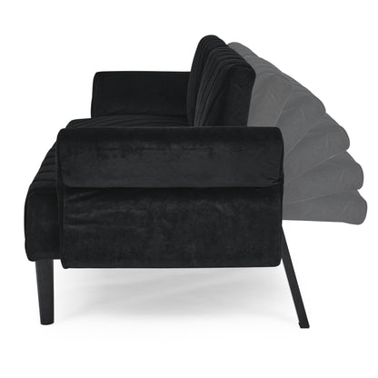 Divano letto futon convertibile imbottito in velluto nero
