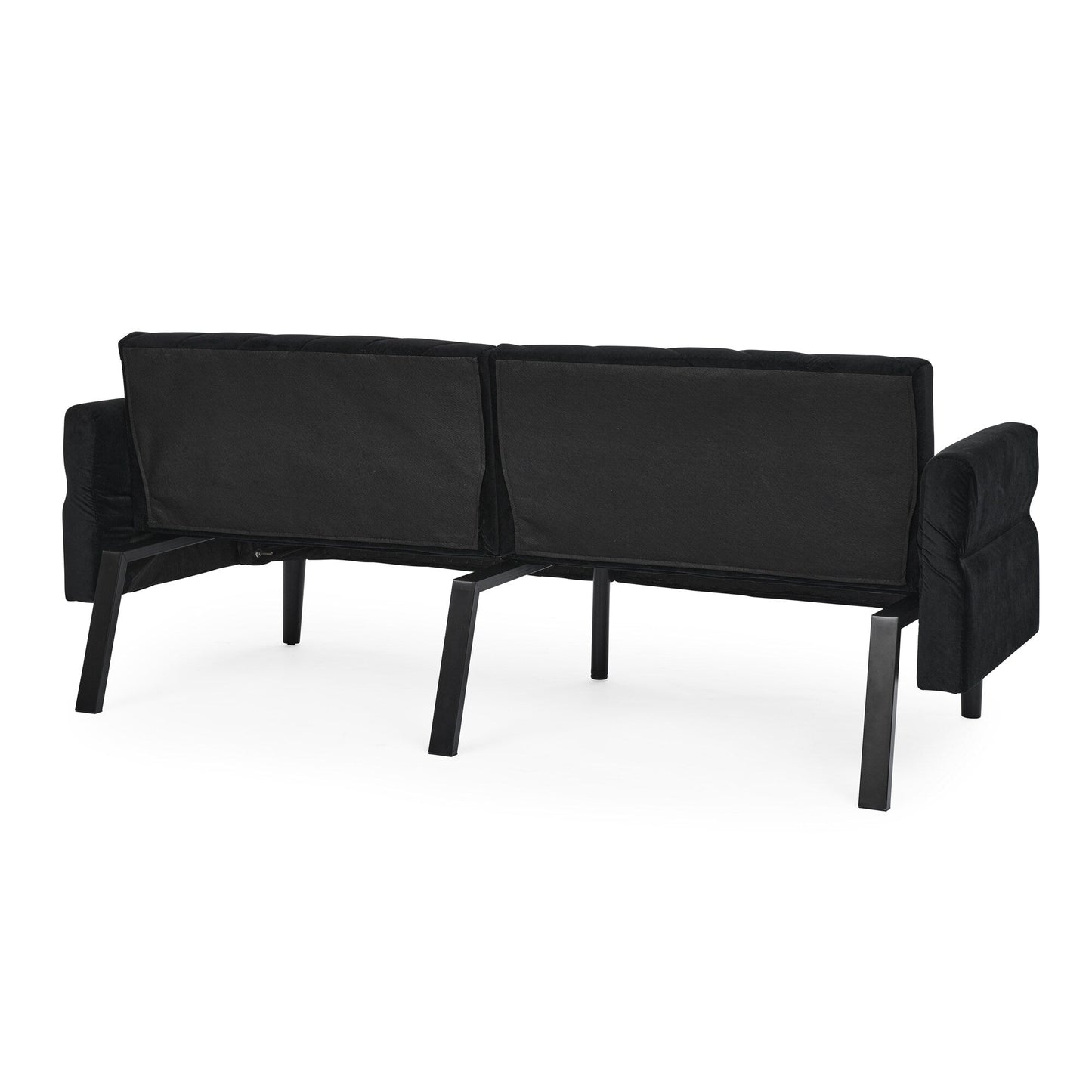 Divano letto futon convertibile imbottito in velluto nero