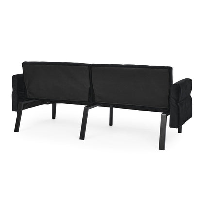 Divano letto futon convertibile imbottito in velluto nero
