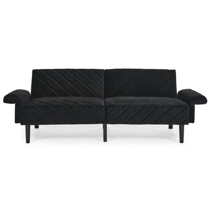 Divano letto futon convertibile imbottito in velluto nero