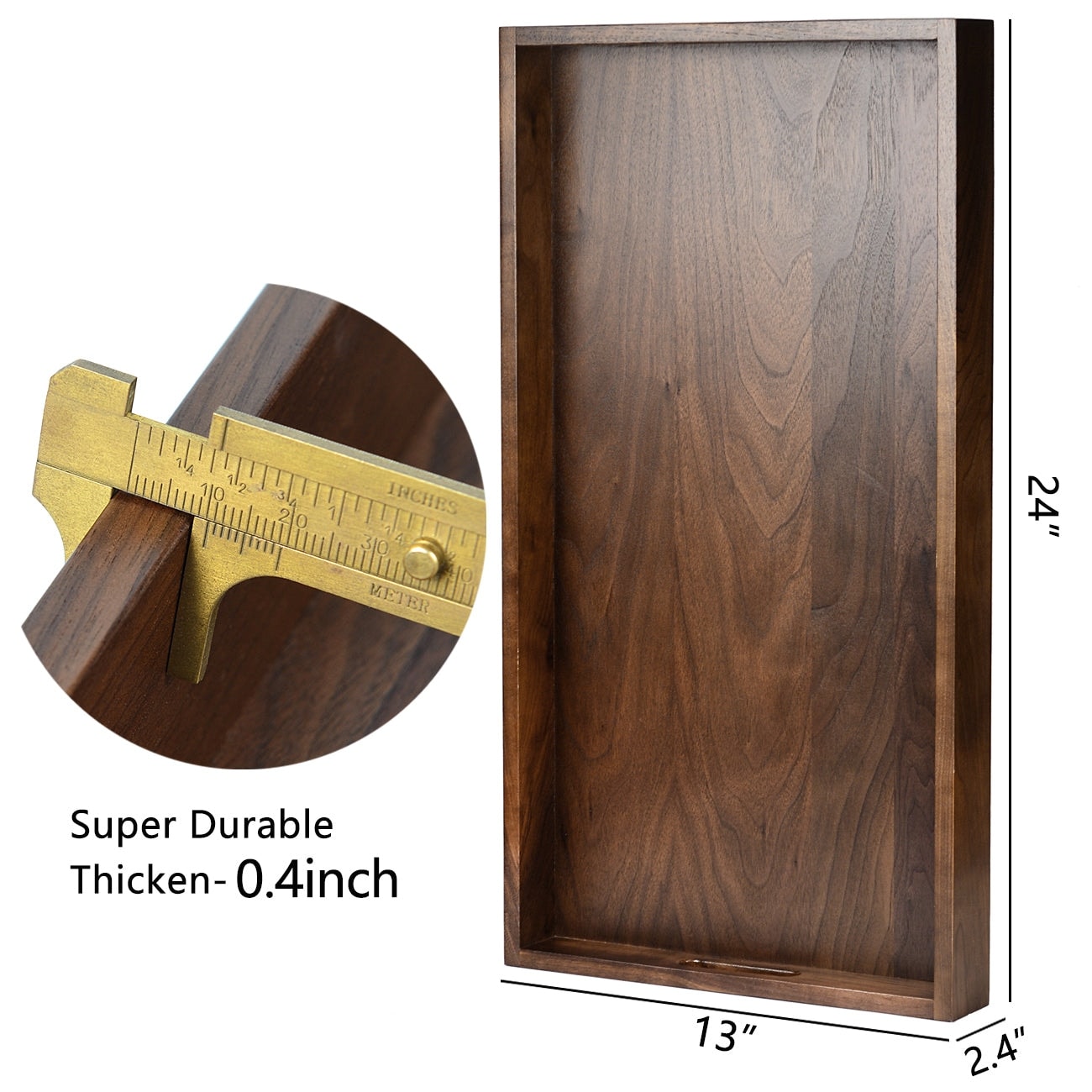 Vassoio da portata rettangolare in legno di noce nero KINWELL