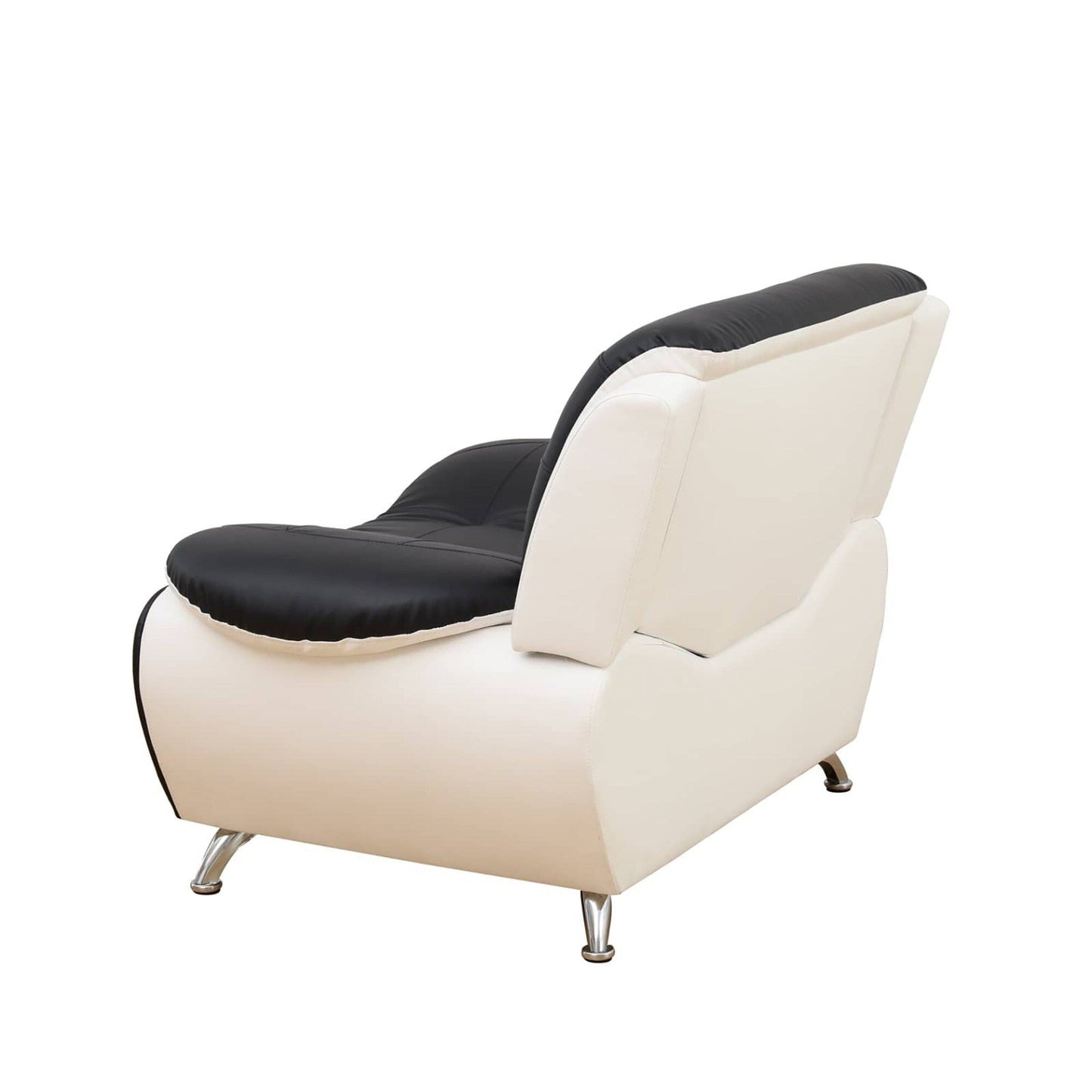 Divano da soggiorno in similpelle nera e bianca a 1 posto