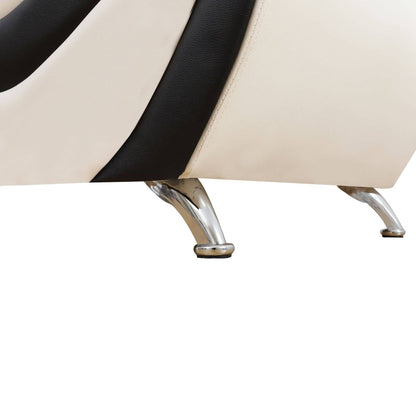 Divano da soggiorno in similpelle nera e bianca a 1 posto