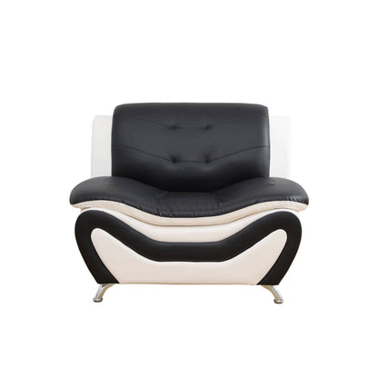 Divano da soggiorno in similpelle nera e bianca a 1 posto