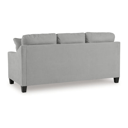 Divano Blaire, poliestere grigio, 2 cuscini decorativi, legno nero, 80 pollici