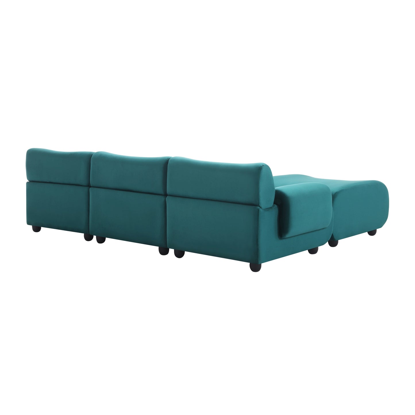 Divano componibile convertibile a L Blue 105 con pouf mobile e seduta profonda