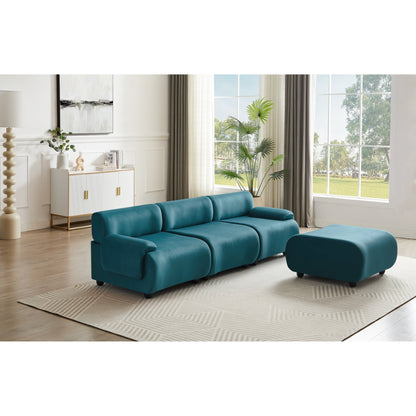 Divano componibile modulare a 3 posti Blue 105 con pouf mobile e seduta profonda