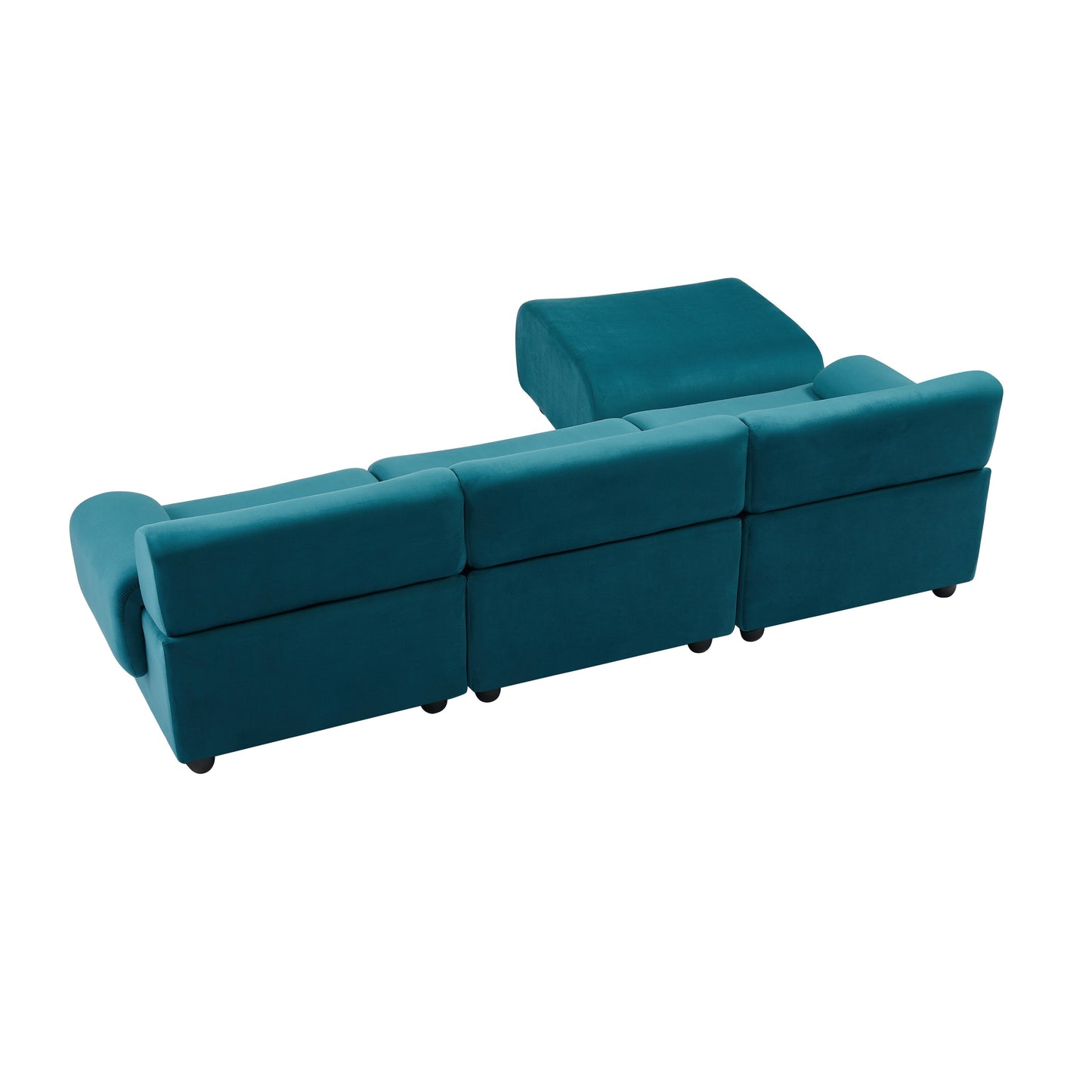 Divano componibile modulare a 3 posti Blue 105 con pouf mobile e seduta profonda