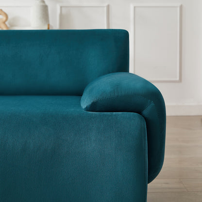 Divano componibile modulare grande Blue 105 a 3 posti con pouf mobile, seduta profonda e struttura in legno massello