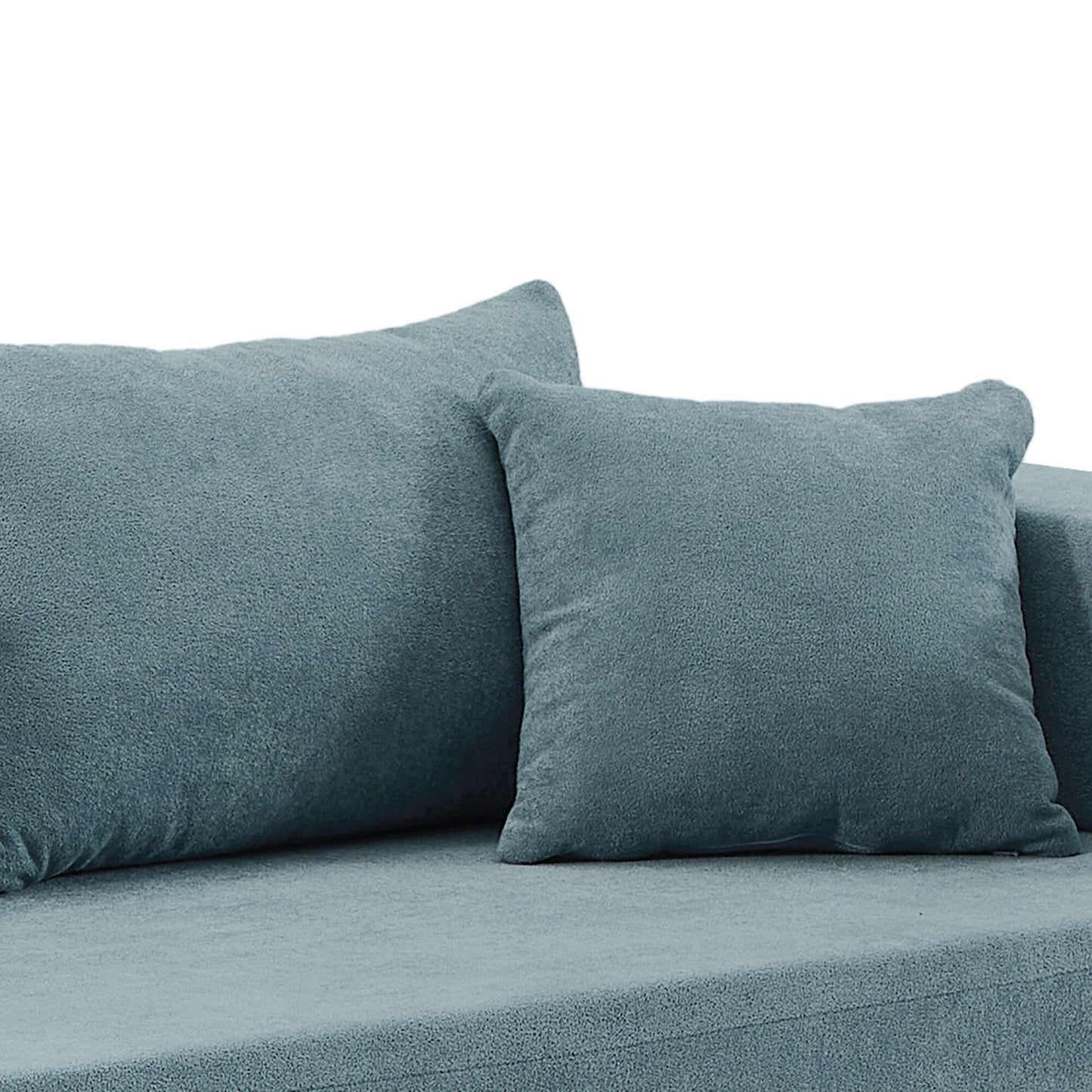 Divano componibile a 3 posti a forma di L in tessuto blu da 107,48'' con chaise longue e cuscini da 16,53 pollici, combinazione libera di 2 pezzi