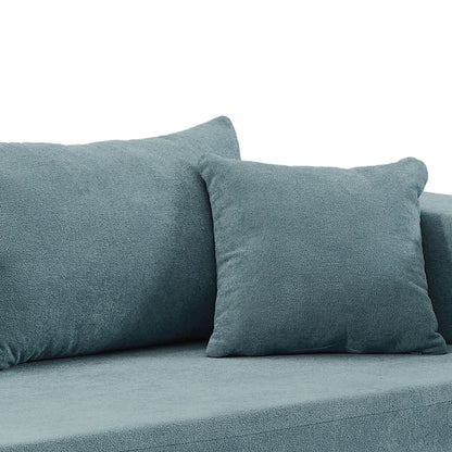 Divano componibile a L in tessuto blu da 107,48'' con chaise longue, cuscini da 16,53 pollici e combinazione libera da 2 pezzi