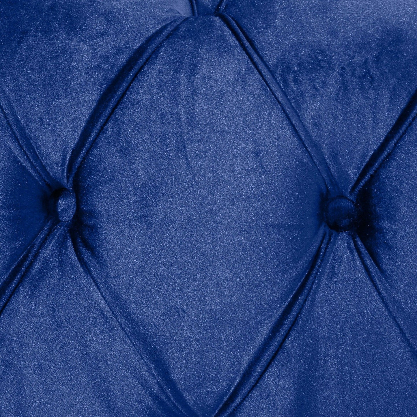 Divano a 3 posti in velluto blu da 83,5'' con schienale capitonné, gambe in legno massello vintage e braccioli larghi - Ideal &amp; Study