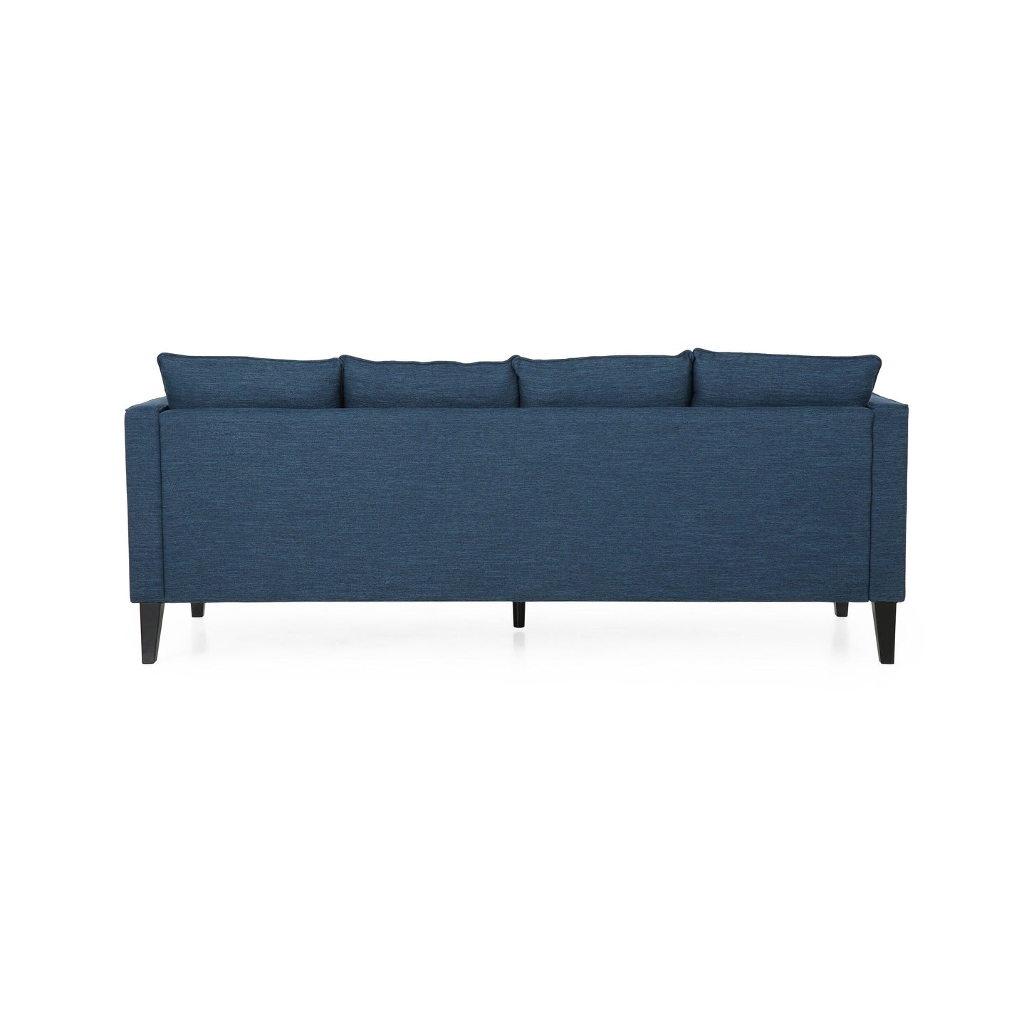 Divano a 3 posti in poliestere blu da 86'' con schienale trapuntato, gambe in legno massello e supporto a molle insacchettate - Modern Comfort