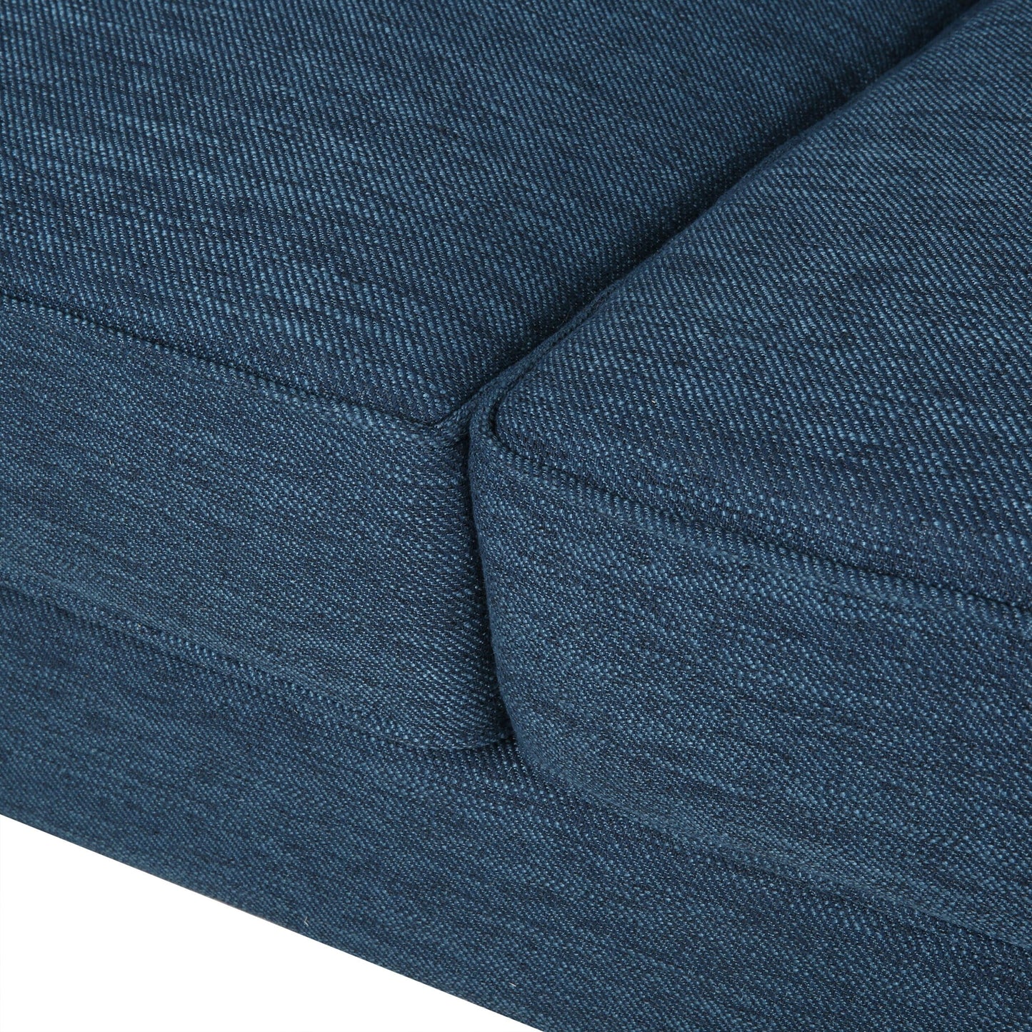 Divano a 3 posti in poliestere blu da 86'' con schienale trapuntato, gambe in legno massello, supporto a molle insacchettate