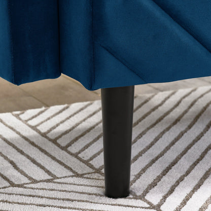 Divano letto futon convertibile in velluto blu 87 con braccioli regolabili per soggiorno