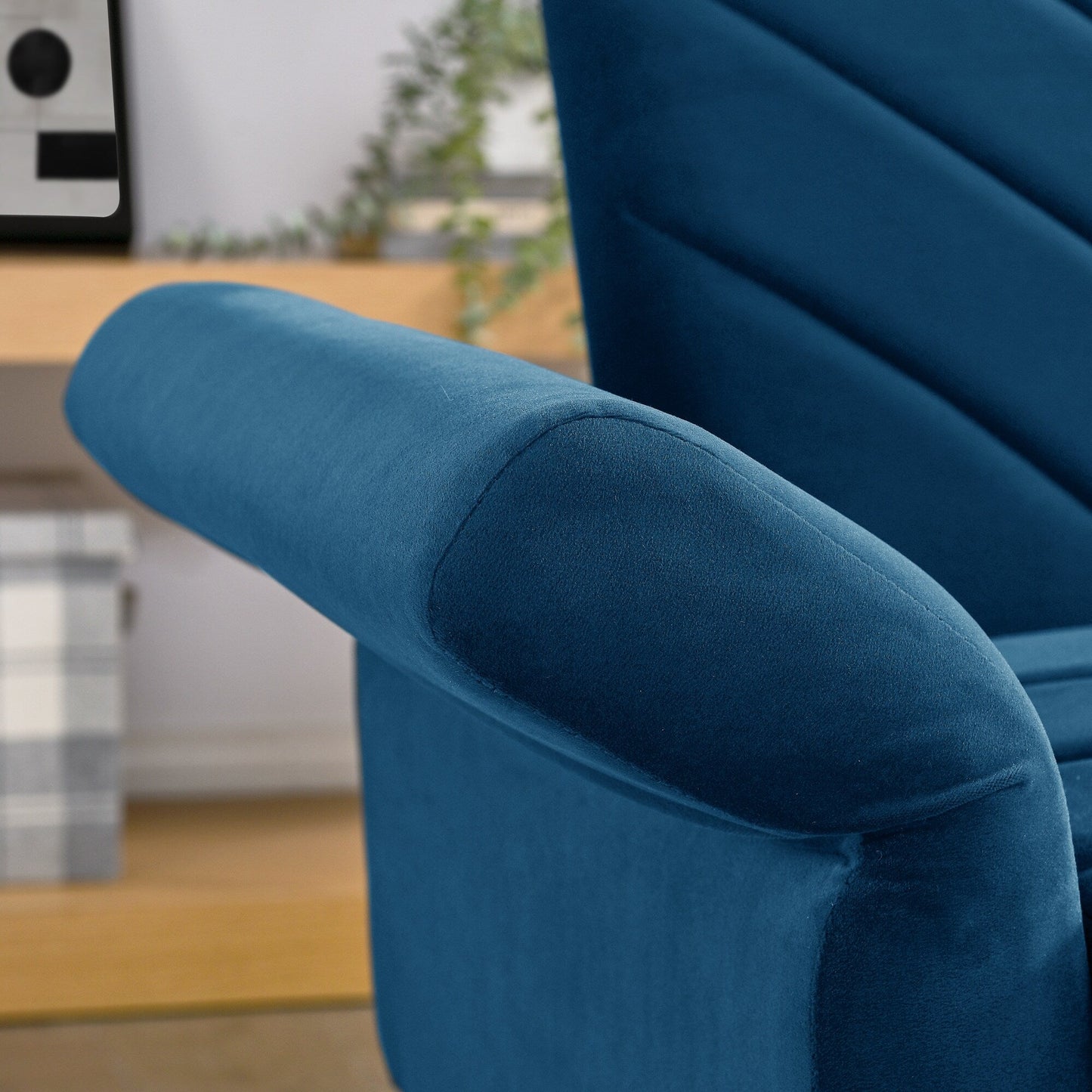 Divano letto futon convertibile in velluto blu 87 con braccioli regolabili per soggiorno