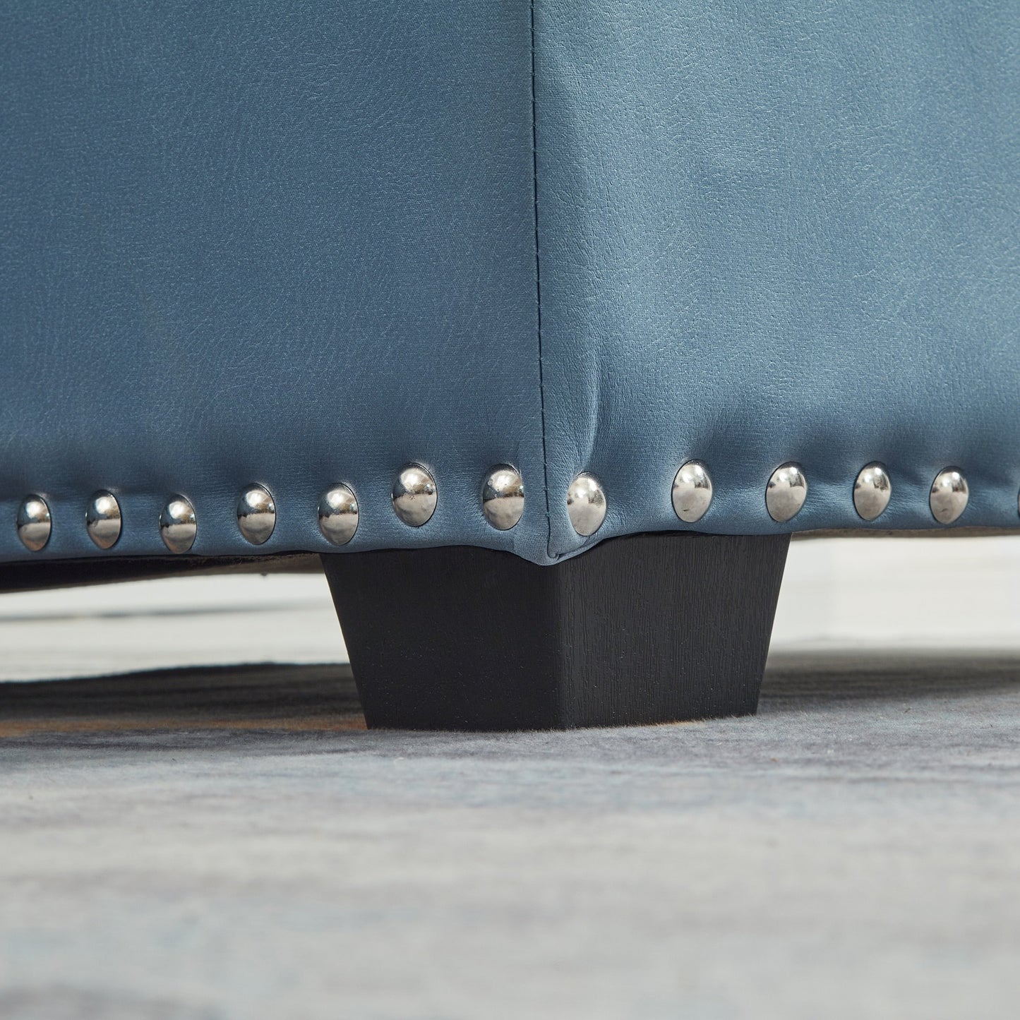 Divano letto convertibile in microfibra blu da 88'' a 3 posti con chaise longue contenitore, letto estraibile e cuscino in spugna di alta qualità