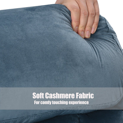 Poltrona reclinabile elettrica in tessuto antiscivolo blu per anziani, con telecomando, design morbido e tasca portaoggetti laterale