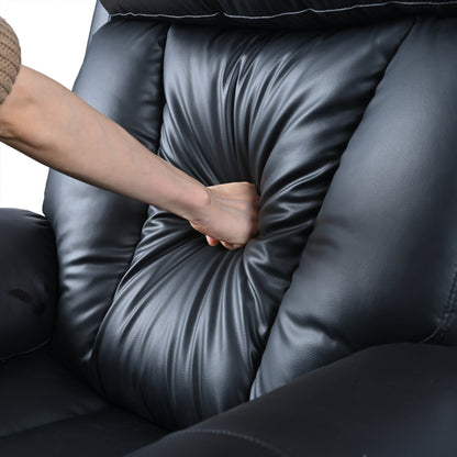 Poltrona reclinabile elettrica in tessuto antiscivolo blu per anziani, con telecomando, design morbido e tasca portaoggetti laterale