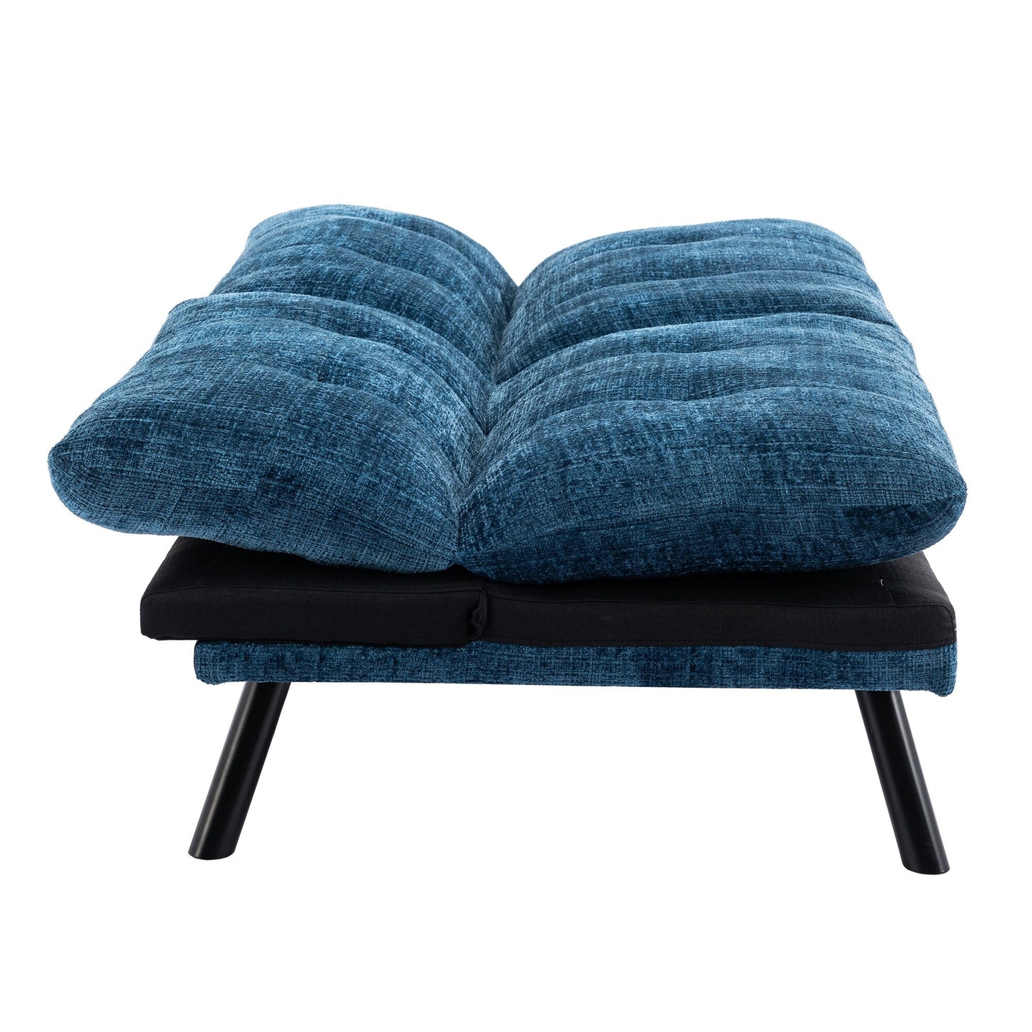 Divano letto futon convertibile in ciniglia blu