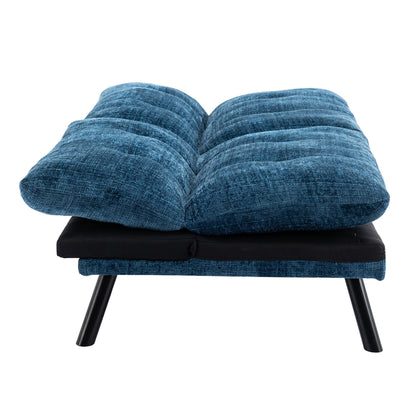 Divano letto futon convertibile in ciniglia blu