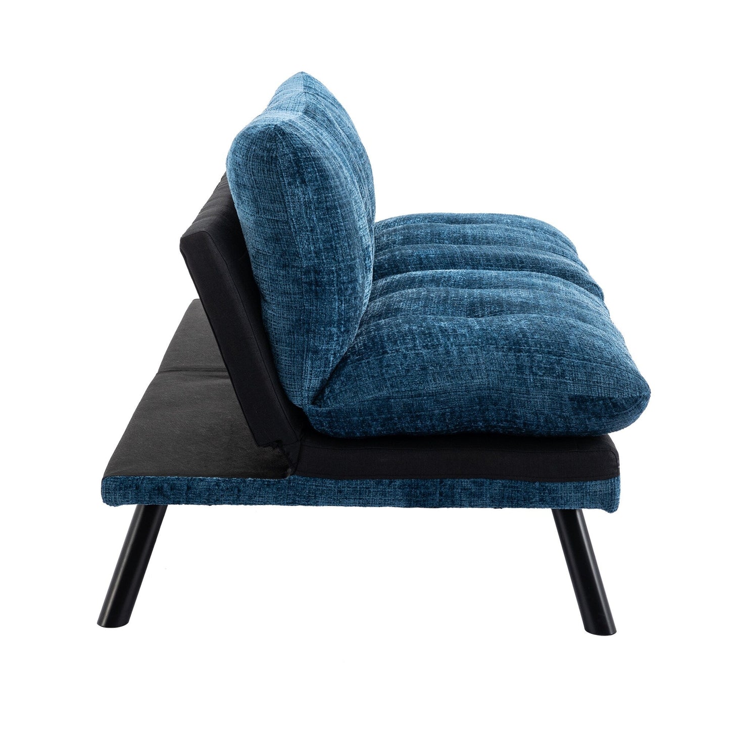 Divano letto futon convertibile in ciniglia blu