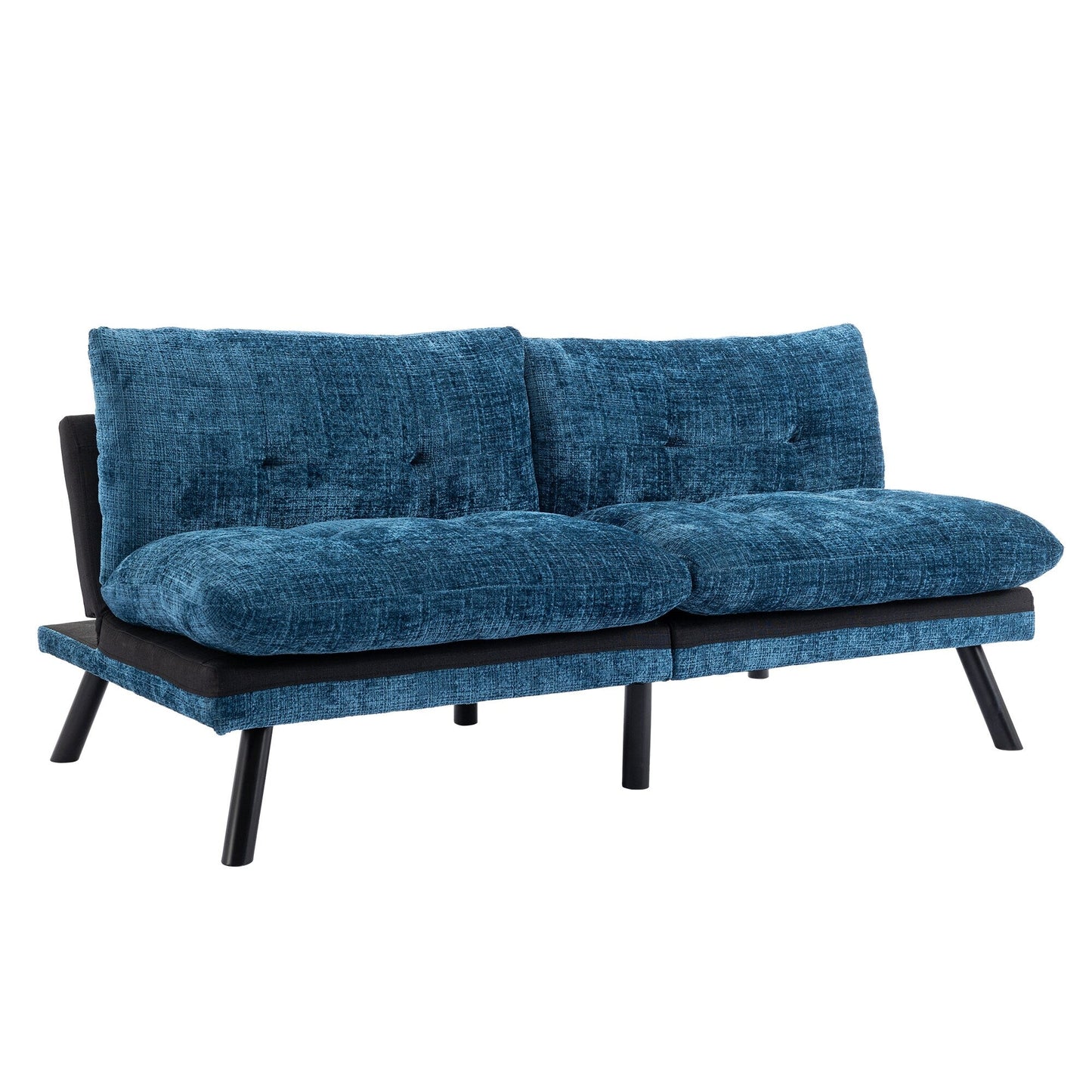 Divano letto futon convertibile in ciniglia blu