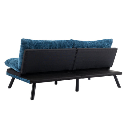 Divano letto futon convertibile in ciniglia blu
