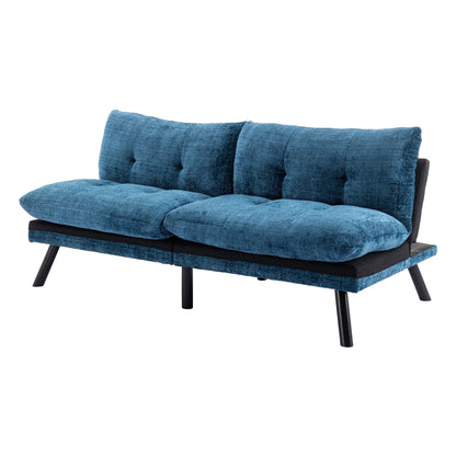 Divano letto futon convertibile in ciniglia blu
