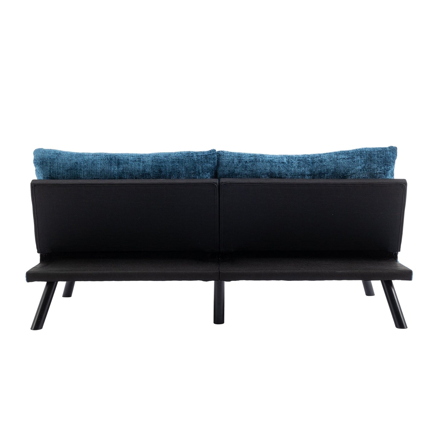 Divano letto futon convertibile in ciniglia blu