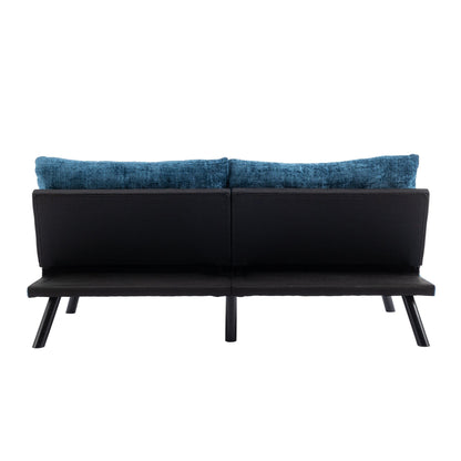 Divano letto futon convertibile in ciniglia blu