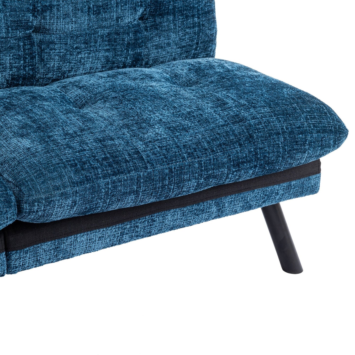 Divano letto futon convertibile in ciniglia blu