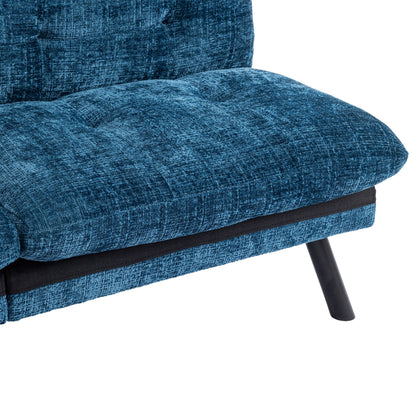 Divano letto futon convertibile in ciniglia blu