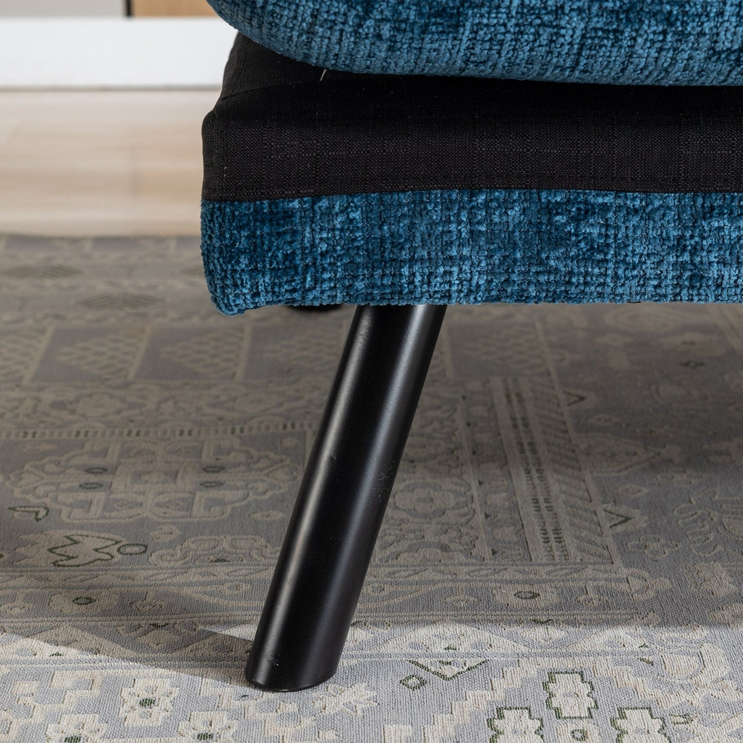 Divano letto futon convertibile in ciniglia blu