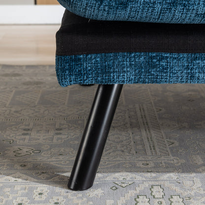 Divano letto futon convertibile in ciniglia blu