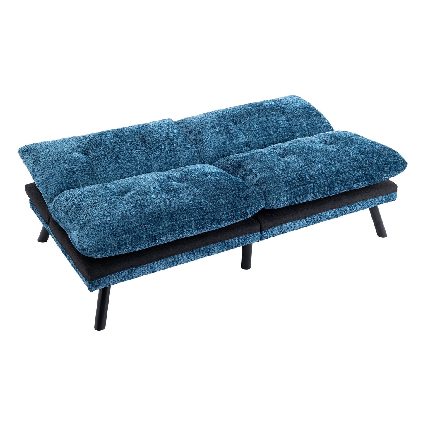 Divano letto futon convertibile in ciniglia blu