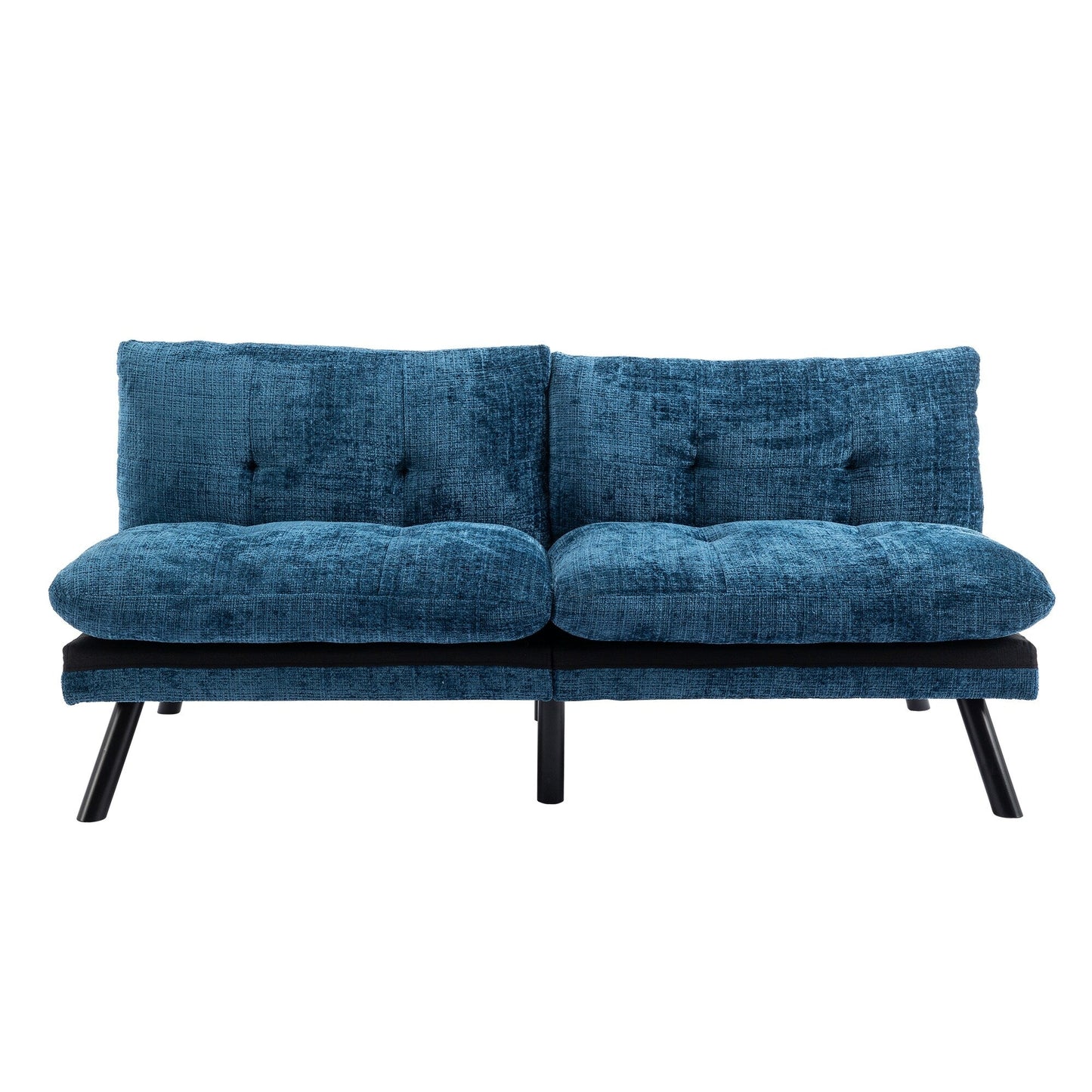 Divano letto futon convertibile in ciniglia blu