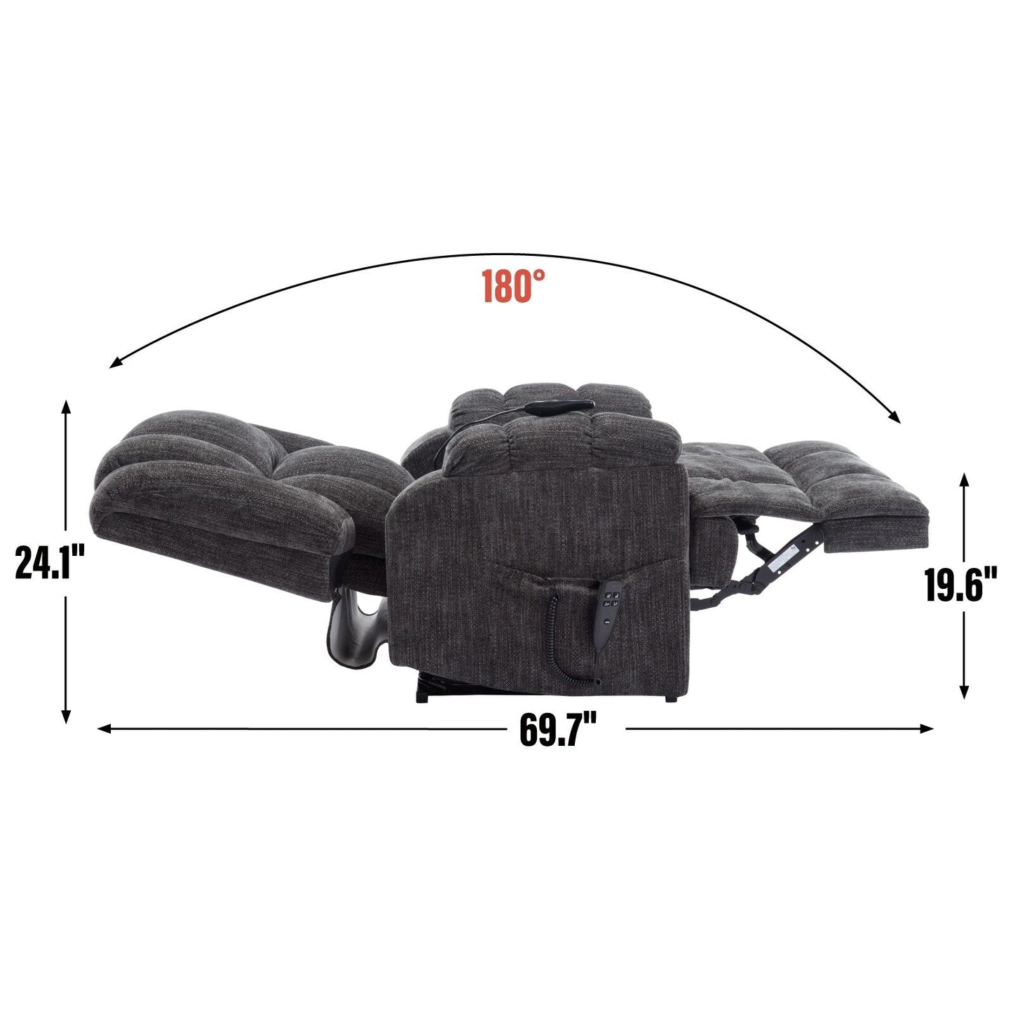 Poltrona reclinabile elettrica a doppio motore blu con riscaldamento, massaggio, posizionamento infinito, telecomando e supporto lombare