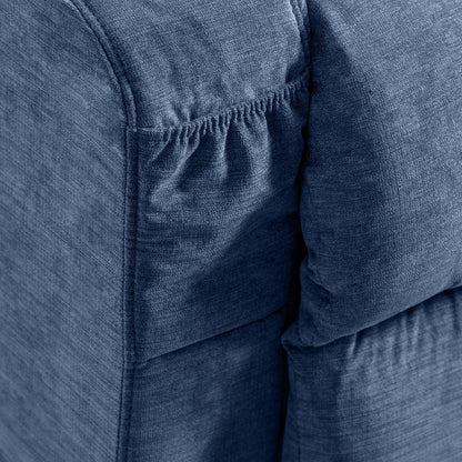 Poltrona reclinabile elettrica blu con riscaldamento, massaggio, infinite possibilità di reclinazione, porte USB e tasche laterali