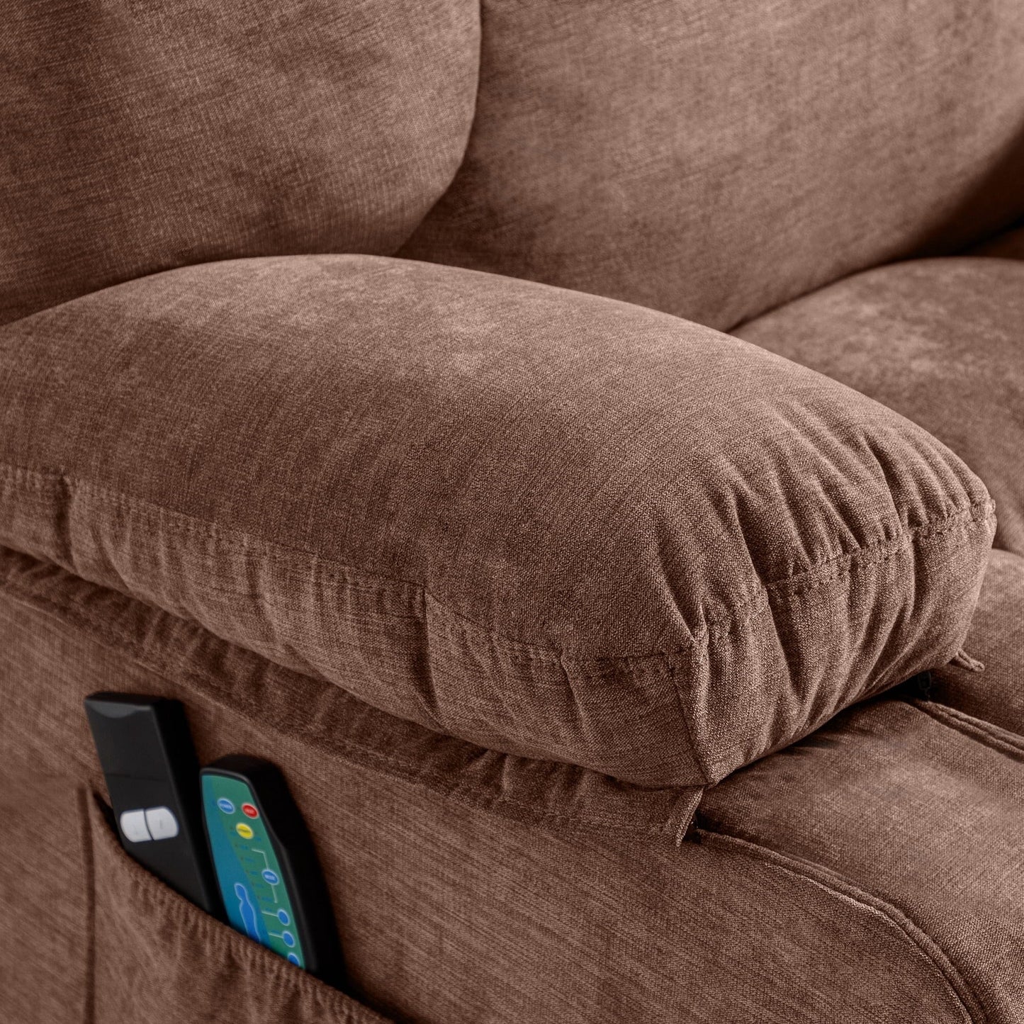 Poltrona reclinabile elettrica blu con riscaldamento, massaggio, infinite posizioni di reclinazione, porte USB e tasche laterali