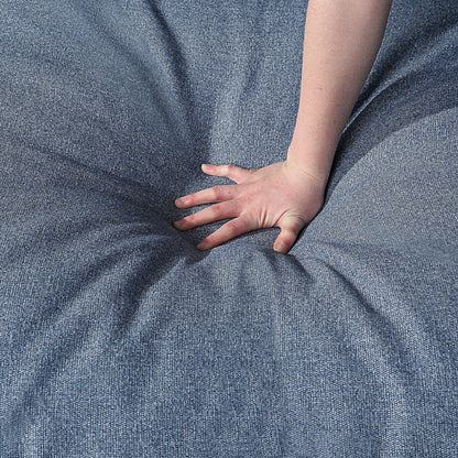 Divano componibile modulare a 4 posti in lino blu con cuscini