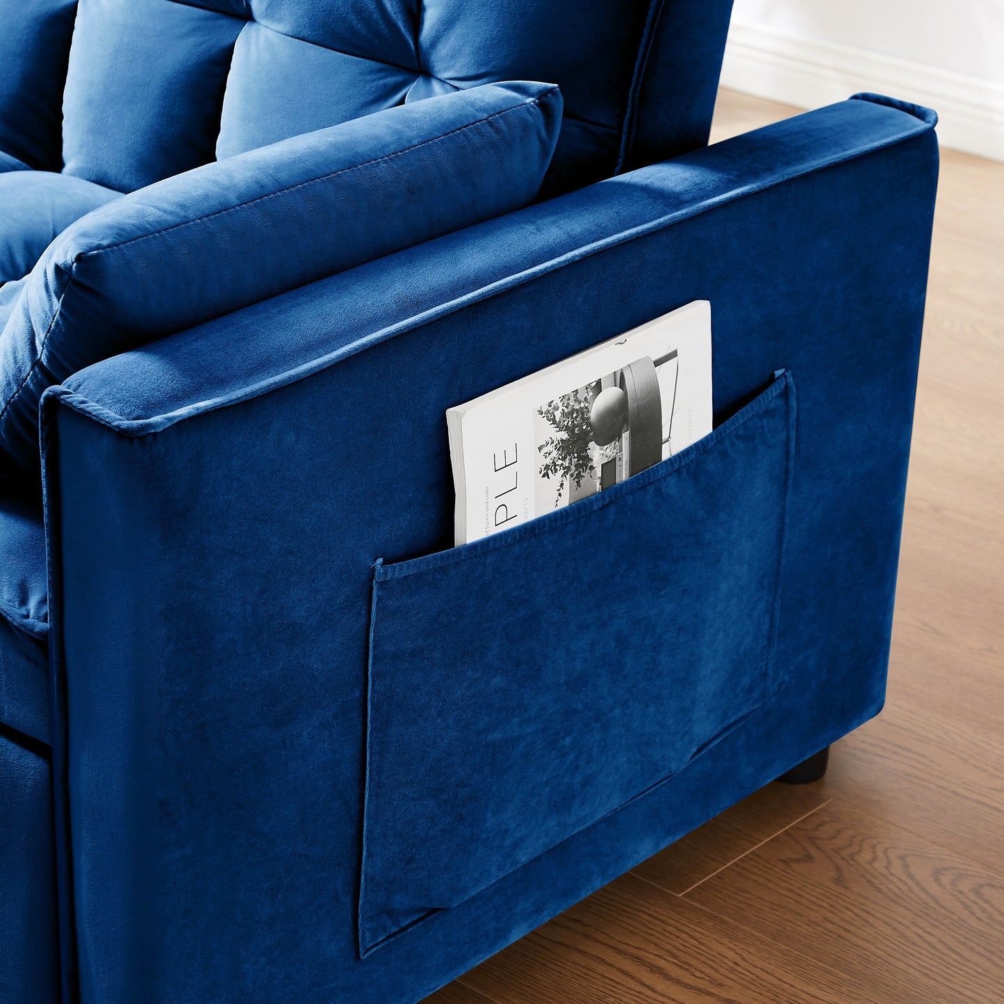 Divano letto convertibile 3 in 1 Blue Modern 55.1 con schienale regolabile e borsa portaoggetti per soggiorno